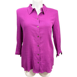 NWT Soft Surroundings Women’s Large L Purple Button Front Tunic Shirt Cotton